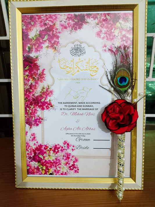 Nikkah frame and nikkah pen