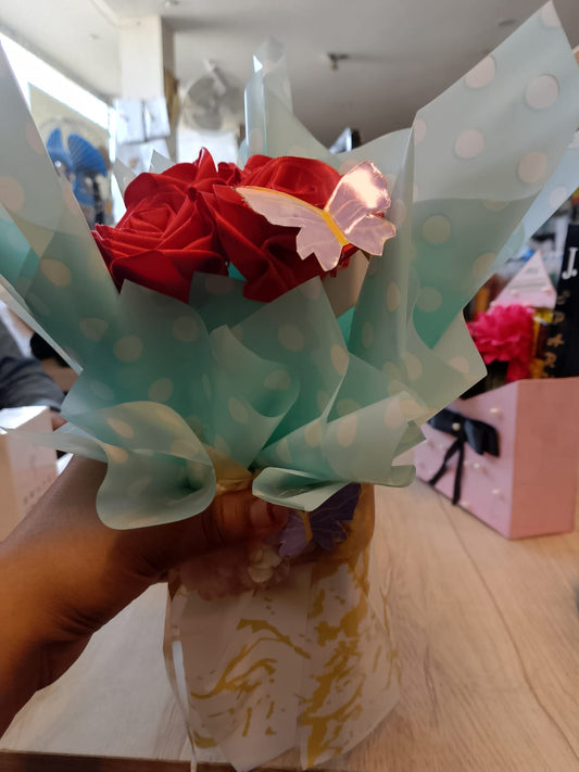 Ribbon flowers bouquet
